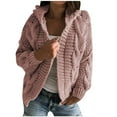 thumbnail image 1 of IROINNID Women's Short Cardigan Jacket Solid Color Long Sleeve Cardigan Autumn Casual Coat Top, Pink, 1 of 4