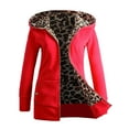 thumbnail image 1 of IROINNID Women's Short Hoodie Anorak Jacket Jacket Solid Color Long Sleeve Warm Coat Winter Leopard Outerwear, Red, 1 of 4