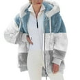 thumbnail image 1 of IROINNID Women's Short Hoodie Shearing Coat Contrast Color Long Sleeve Warm Coat Jacket Winter Zip Up Outerwear, Gray, 1 of 5
