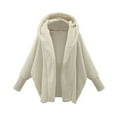 thumbnail image 1 of IROINNID Women's Short Hoodie Shearling Jacket Solid Color Long Sleeve Casual Warm Coat Jacket Winter Outerwear, White, 1 of 6
