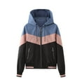 thumbnail image 1 of IROINNID Women's Short Hoodie Zip Up Jacket Contrast Color Long Sleeve Ski Jacket Snow Jacket Waterproof Ski Coat Snow Coat Warm Winter Mountain Snowboarding Jackets, Pink, 1 of 5