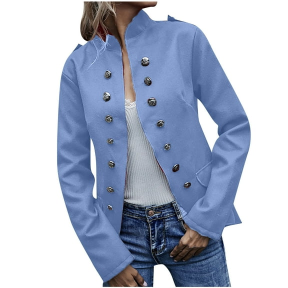 IROINNID Women's Short Open Front Jacket Solid Color Long Sleeve Warm Coat Cardigan Winter Sleeve Outerwear, Sky Blue