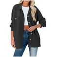 thumbnail image 1 of IROINNID Women's Short Woolen Jacket Solid Color Long Sleeve Casual Pockets Casual Coat Cardigan, Black, 1 of 9