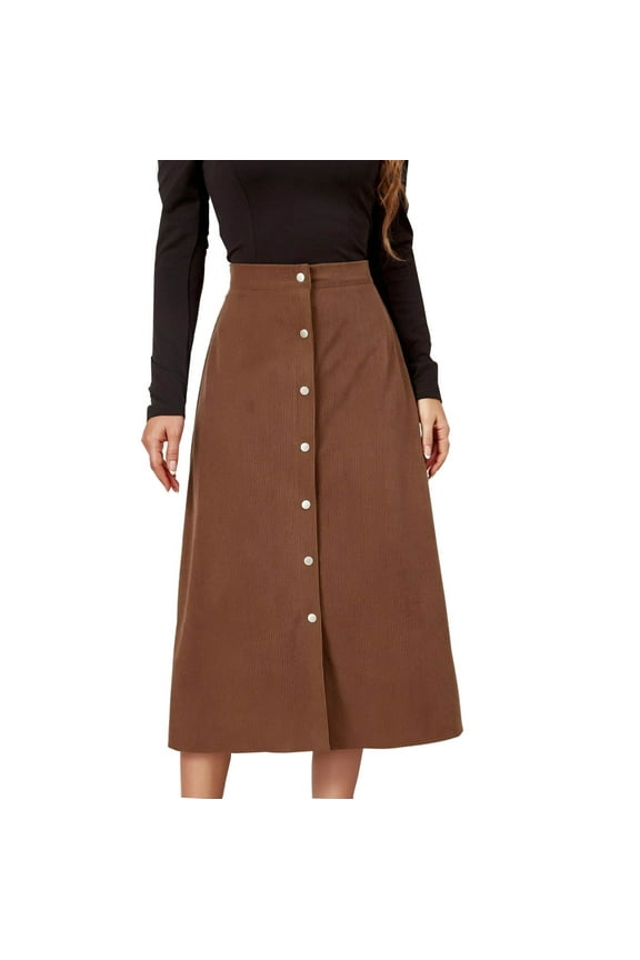 Women's Skirt Fashion Leopard High Waist A-line Skirt Skirt Below The Knee Empire Waist tail Solid Color Skirt