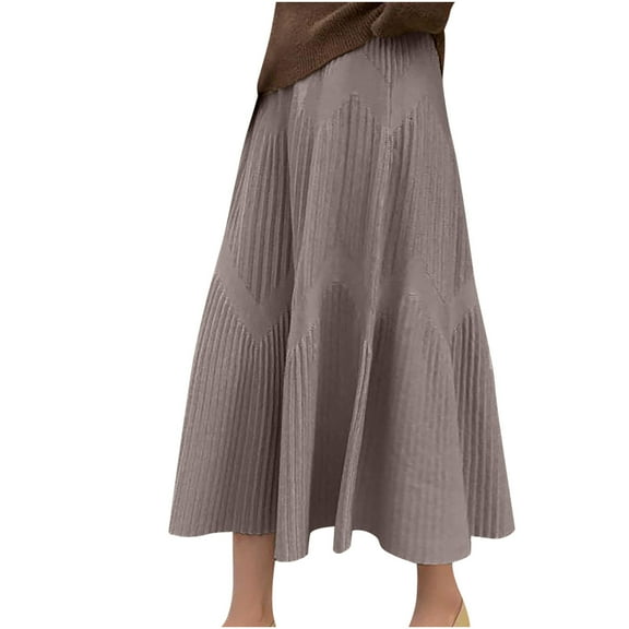 IROINNID Women's Skirt Knitted Matching Sweater Ankle Comfort Waist Long Solid Color Skirt