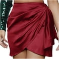 thumbnail image 1 of IROINNID Women's Skirt Summer Fashion Irregular Zipper Skirt Pleated High Waist Skirt Short Elastic Waist Mini Solid Color Skirt, 1 of 7