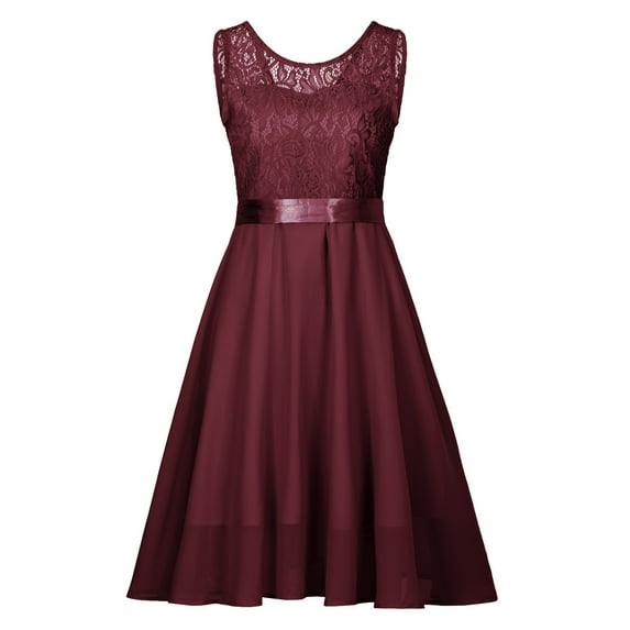 IROINNID Women's Sleeveless A-Line Dress Round Neckline Sexy Zipper Lace Dress Princess Mini Dress Strapless Solid Color Dress