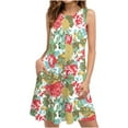thumbnail image 1 of IROINNID Women's Sleeveless A-Line Dress Round Neckline Summer Dresses Beach Floral Casual Pockets Boho Dress Strapless Tie Dye Dress, 1 of 5
