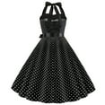 thumbnail image 1 of IROINNID Women's Sleeveless A-Line Dress V-Neck Flare Vintage Dress Halter Bow-knot Prom Swing Polka Dot Party Dress Regular Print Dress, 1 of 6