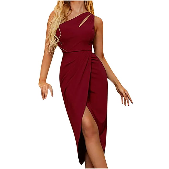 IROINNID Women's Sleeveless Bodycon Dress One Shoulder Summer One Shoulder Slim Fit Party Dress Strapless Dress