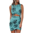 thumbnail image 1 of IROINNID Women's Sleeveless Bodycon Dress Round Neckline Sexy Hollow Out Ladies Slim Vest Mini Dress Strapless Print Dress, 1 of 7