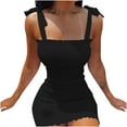thumbnail image 1 of IROINNID Women's Sleeveless Bodycon Dress Square Neck Summer Lacing Sling s Elastic Pleats Waist Dress Regular Dress, 1 of 5
