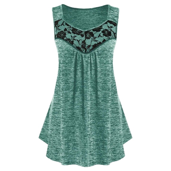 IROINNID Women's Sleeveless Casual Lace Solid Loose Round Neck Large Tank Tops Spring Saving Sale