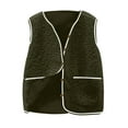thumbnail image 1 of IROINNID Women's Sleeveless Fleece Tops Winter Warm Button Down Solid Color Pocket Short Jacket Outerwear Cozy Casual Fashion Tops(Green,3XL), 1 of 5