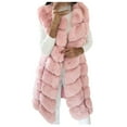 thumbnail image 1 of IROINNID Women's Sleeveless Open Front Coat Extra Long V-Neck Cover-up Faux-Fur Gilet Vest Solid Waistcoat Body Warmer Outwear, Pink, 1 of 7