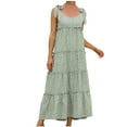 thumbnail image 1 of IROINNID Women's Sleeveless Prints Empire Dress Tank Splicing Dress Round Neckline Ankle-Length Dress, 1 of 6