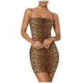 thumbnail image 1 of IROINNID Women's Sleeveless Prints Sheath Dress Fashion Leopard Halter Short Dress Temperament Dress Off-The-Shoulder Short Dress, 1 of 6