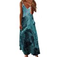 thumbnail image 1 of IROINNID Women's Sleeveless Prints Sundress Casual Beach Suspenders Dress V-Neck Full-Length Dress, 1 of 4