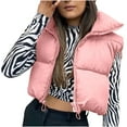 thumbnail image 1 of IROINNID Women's Sleeveless Puffer Coat Stand Collar Short Cover-up Winter Lightweight Warm Outerwear Vest Padded Coat, Pink, 1 of 4