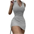 thumbnail image 1 of IROINNID Women's Sleeveless Sheath Dress For Turndown Collar Dress Casual Dress V-Neck Short Women Dress, 1 of 5