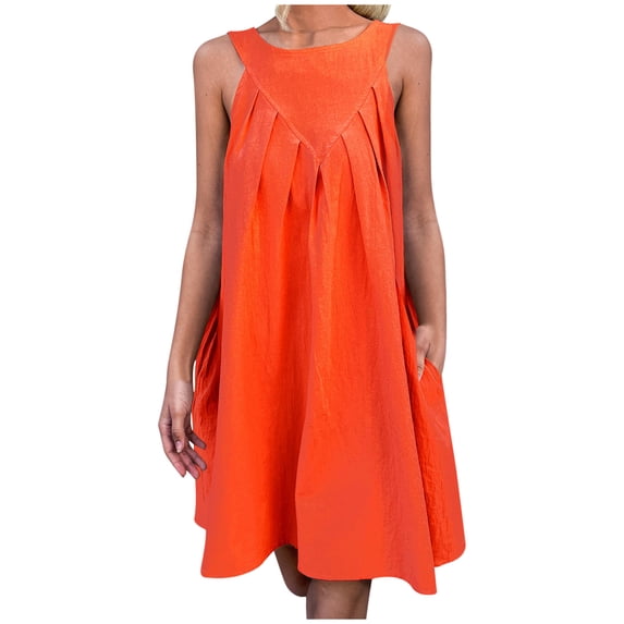 IROINNID Women's Sleeveless Shift Dress For Dress Casual Dress Round Neckline Below The Knee Women Dress