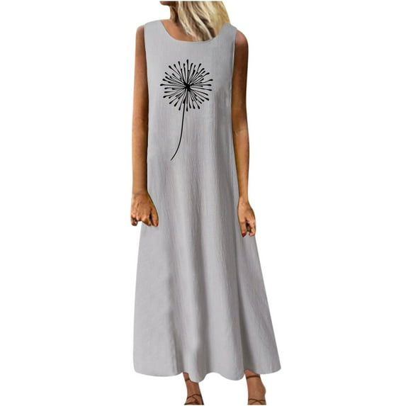IROINNID Women's Sleeveless Shift Dress Round Neckline Dresses Summer Casual Pocket Vacation Beach Long Dress Strapless Print Dress