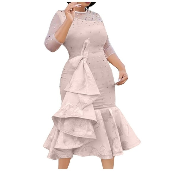 IROINNID Women's Sleeveless Solid Color Sheath Dress Formal Prom Party Ball Gown Backless Long Dresses Round Neckline Below The Knee Dress