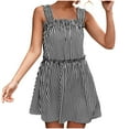 thumbnail image 1 of IROINNID Women's Sleeveless Sundress Fashion Summer Casual Striped Camis Vest Mini Dress Square Neck Short Women Dress, 1 of 8