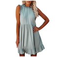 thumbnail image 1 of IROINNID Women's Sleeveless Surplice Dress Fashion Casual Ruffled Waist Pocket Dress Round Neckline Knee-Length Women Dress, 1 of 5