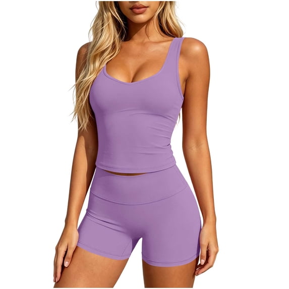 IROINNID Women's Sleeveless Tank Top and High Waisted Shorts Set Athletic Workout Yoga Gym Running Training Two Piece Activewear.