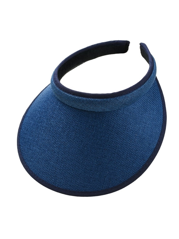 Women's Slip-On Sun Visor Hats Stylish Holiday Wide Brim Straw Visors Womens Sunscreen Visors Summer Beach Hat,Navy
