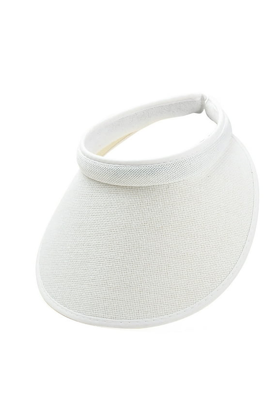 Women's Slip-On Sun Visor Hats Stylish Holiday Wide Brim Straw Visors Womens Sunscreen Visors Summer Beach Hat,White