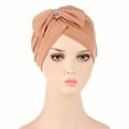 thumbnail image 1 of IROINNID Women's Solid Bowknot India Muslim Ruffle Head Scarf Head-wear Wraps Turbans Beanie Cap Head-wraps,Khaki, 1 of 2