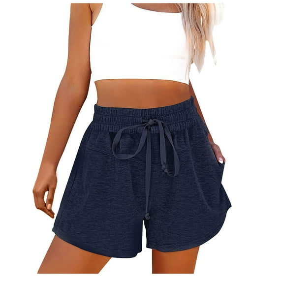 IROINNID Women's Solid Color Casual Wide Leg Loose High Waist Shorts