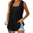 thumbnail image 1 of IROINNID Women's Solid Color V-neck Comfortable Pleated Loose T-shirt Sleeveless Blouse Casual Tops On Sale, 1 of 6