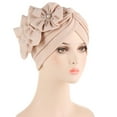 thumbnail image 1 of IROINNID Women's Solid Floral India Muslim Ruffle Head Scarf Head-wear Wraps Turbans Beanie Cap Head-wraps,Beige, 1 of 2