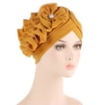 thumbnail image 1 of IROINNID Women's Solid Floral India Muslim Ruffle Head Scarf Head-wear Wraps Turbans Beanie Cap Head-wraps,Yellow, 1 of 4