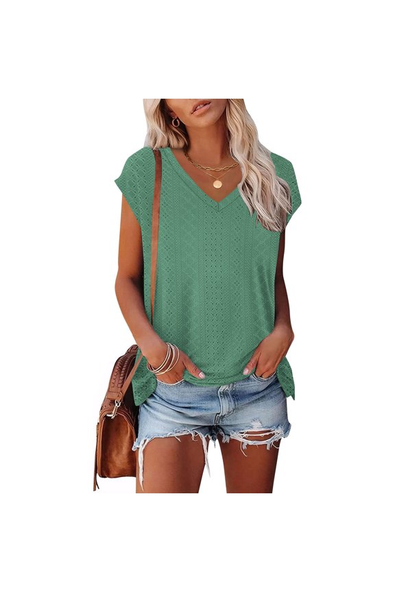 Women's Summer Blouse with Floral Design,Vacation Clothes,Loose Fitss Tunic Tops,Fashion Basic Soft Tee,Spring and Summer Casual Tops(Green,)