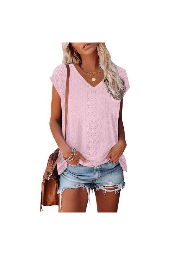 Women's Summer Blouse with Floral Design,Vacation Clothes,Loose Fitss Tunic Tops,Fashion Basic Soft Tee,Spring and Summer Casual Tops(Pink,)