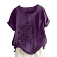 thumbnail image 1 of IROINNID Women's Summer Casual Classic Round Neck Loose Short Sleeve Printing Loose Shirt Tops Spring Saving, 1 of 5