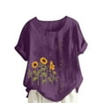 thumbnail image 1 of IROINNID Women's Summer Fashion Tops Oversize Casual Round-Neck Short Sleeve Comfy Flower Printing Loose Shirt Tops Spring Saving, 1 of 5