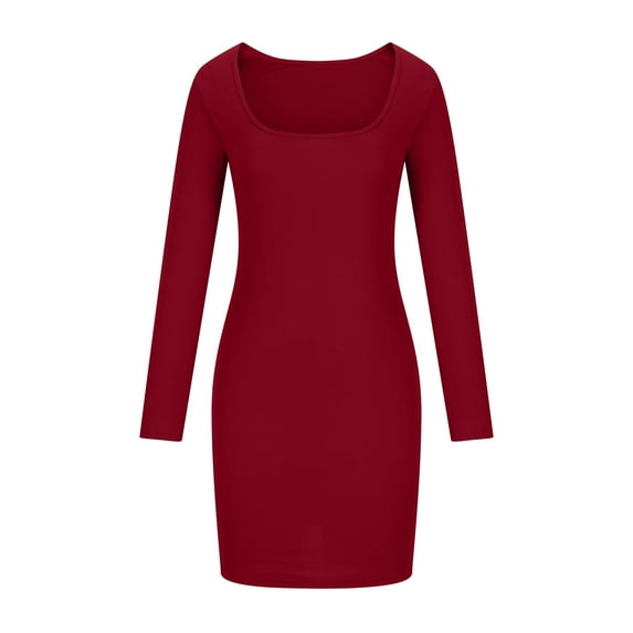IROINNID Women's Summer Long Sleeve Dress Slim Fit Short Casual Ruched Bodycon Party Club Mini Dress