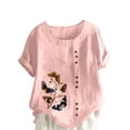 thumbnail image 1 of IROINNID Women's Summer Oversize Buttons Casual Round-Neck Versatile Short Sleeve Flower Printing Loose Comfy Shirt Tops Spring, 1 of 5