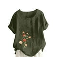 thumbnail image 1 of IROINNID Women's Summer Oversize Casual Round-Neck Minimalist Short Sleeve Flower Printing Loose Shirt Tops, 1 of 5