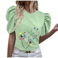 thumbnail image 1 of IROINNID Women's Summer Printed Casual Ruffle Short Sleeve Summer Tops, 1 of 7