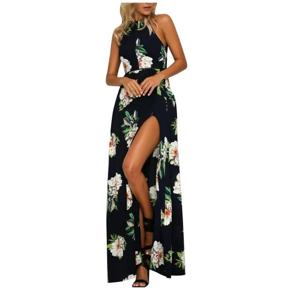 IROINNID Women's Summer Sleeveless Casual Splicing Tank Dress Elegant A-Line Prints Dress