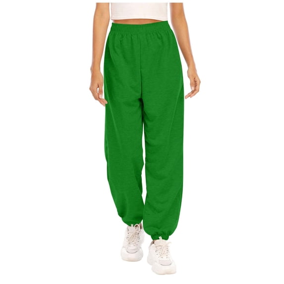 IROINNID Women's Sweatpants Casual Jogger Solid Color High Waist Athletic Straight Leg Trendy Sweatpants,Olive Green