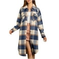 thumbnail image 1 of IROINNID Women's Trench Coat Long Sleeve Plaid Turndown Lapel Outwear, Casual Winter 2022 Lapel Large Pocket Long Plaid Coat Cardigan, 1 of 7