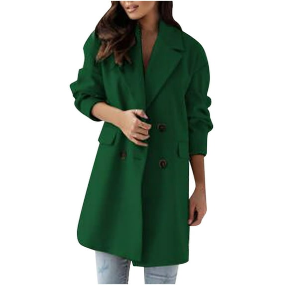IROINNID Women's Trench Coat Long Sleeve Solid Color Notch Lapel Outwear, Leisure Coat Outwear