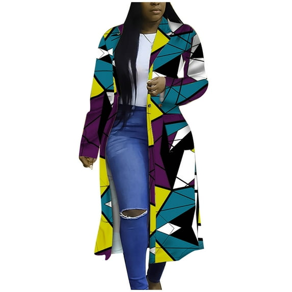 IROINNID Women's Trench Coat Plaid Long Sleeve Loose Plaid Double-breasted Coat Jacket, Purple